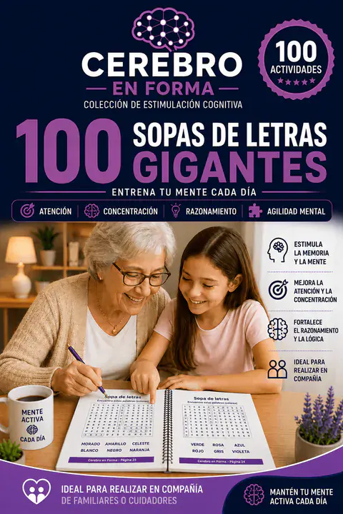 Portada del ebook 100 Sopas de Letras Gigantes